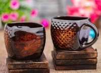 Brown Dotted Square Ceramic Tea Cups Set of 6 - Free Size, Brown, Ceramic, Pack of1